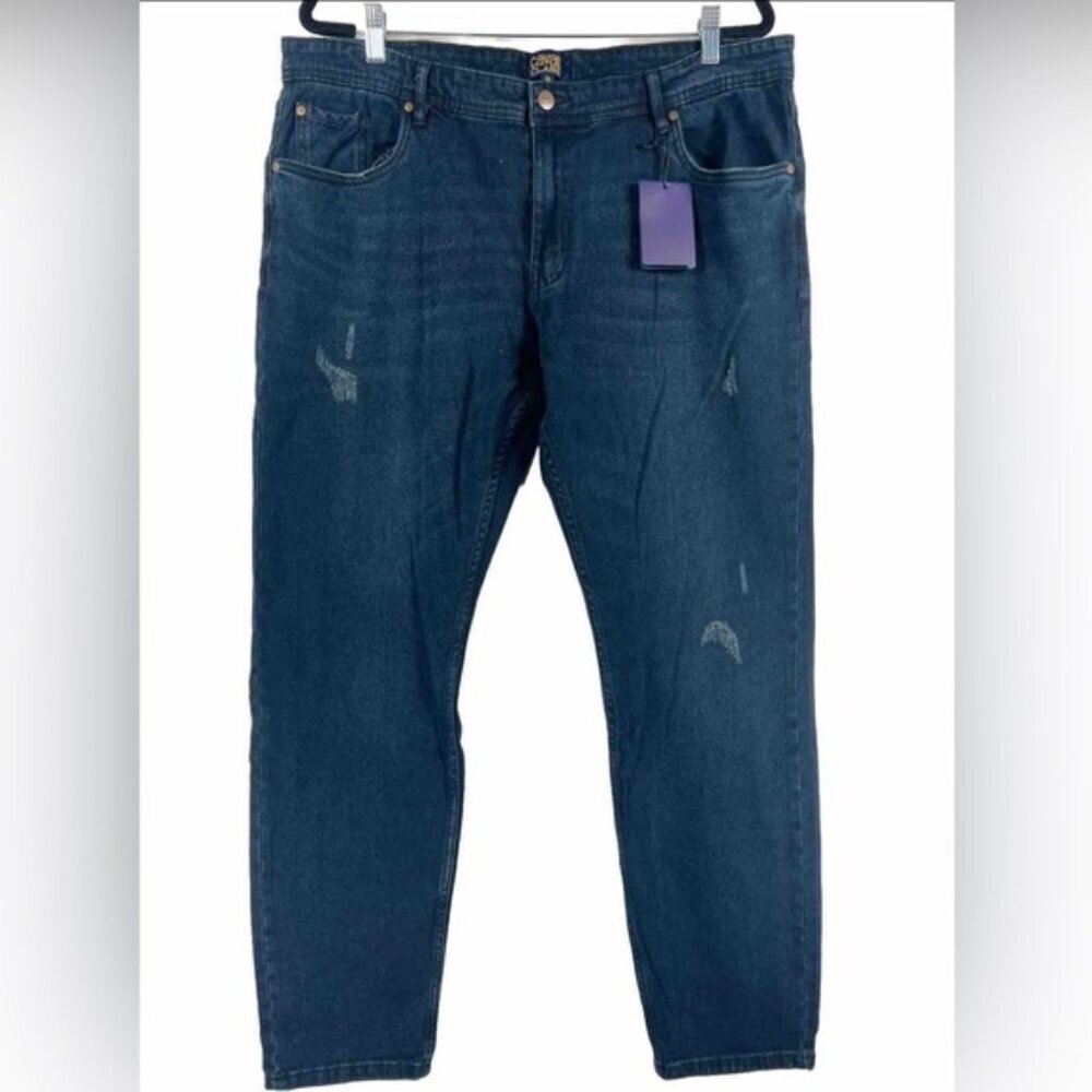 NWT CAVALLI CLASS SLIM STRAIGHT Distressed‎ Jeans OXJ211 DS028 Size 38 X 30
